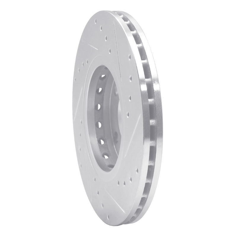 Nissan Kicks Brake Rotor (1) - Front Left - R1 Concepts - Drilled & Slotted - Silver - `20-`25